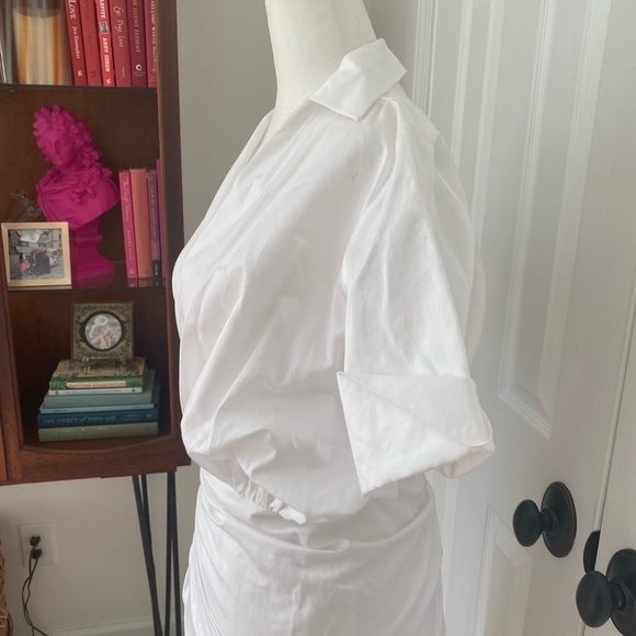NWT- Mehtap Elaidi White collared Asymmetrical Shirt Dress - Picture 11 of 12